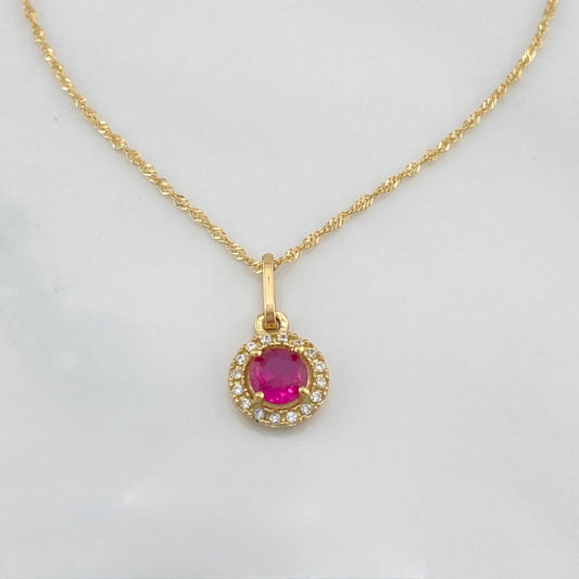 Set Cadena Singapur + Dije Halo / 2.3g / 18 in Oro Amarillo 18K