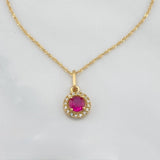 Set Cadena Singapur + Dije Halo / 2.3g / 17 3/4 in Oro Amarillo 18K