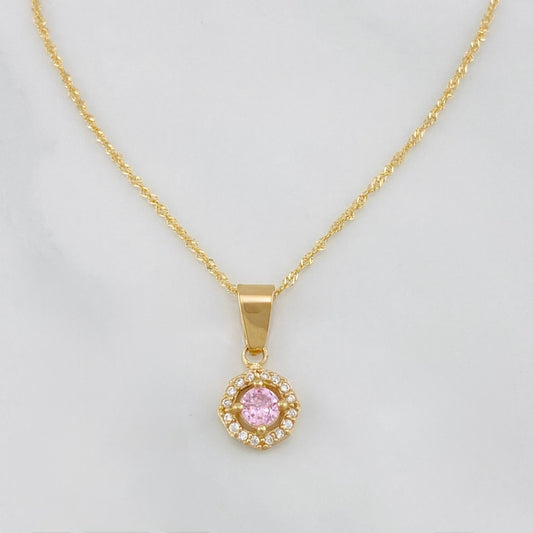 Set Cadena Singapur + Dije Halo / 2.35g / 18 in Oro Amarillo 18K