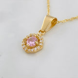 Set Cadena Singapur + Dije Halo / 2.3g / 17 1/2 in Oro Amarillo 18K