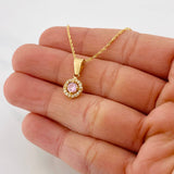 Set Singapore Chain + Halo Pendant / 2.35g / 17 1/4 in 18K Yellow Gold
