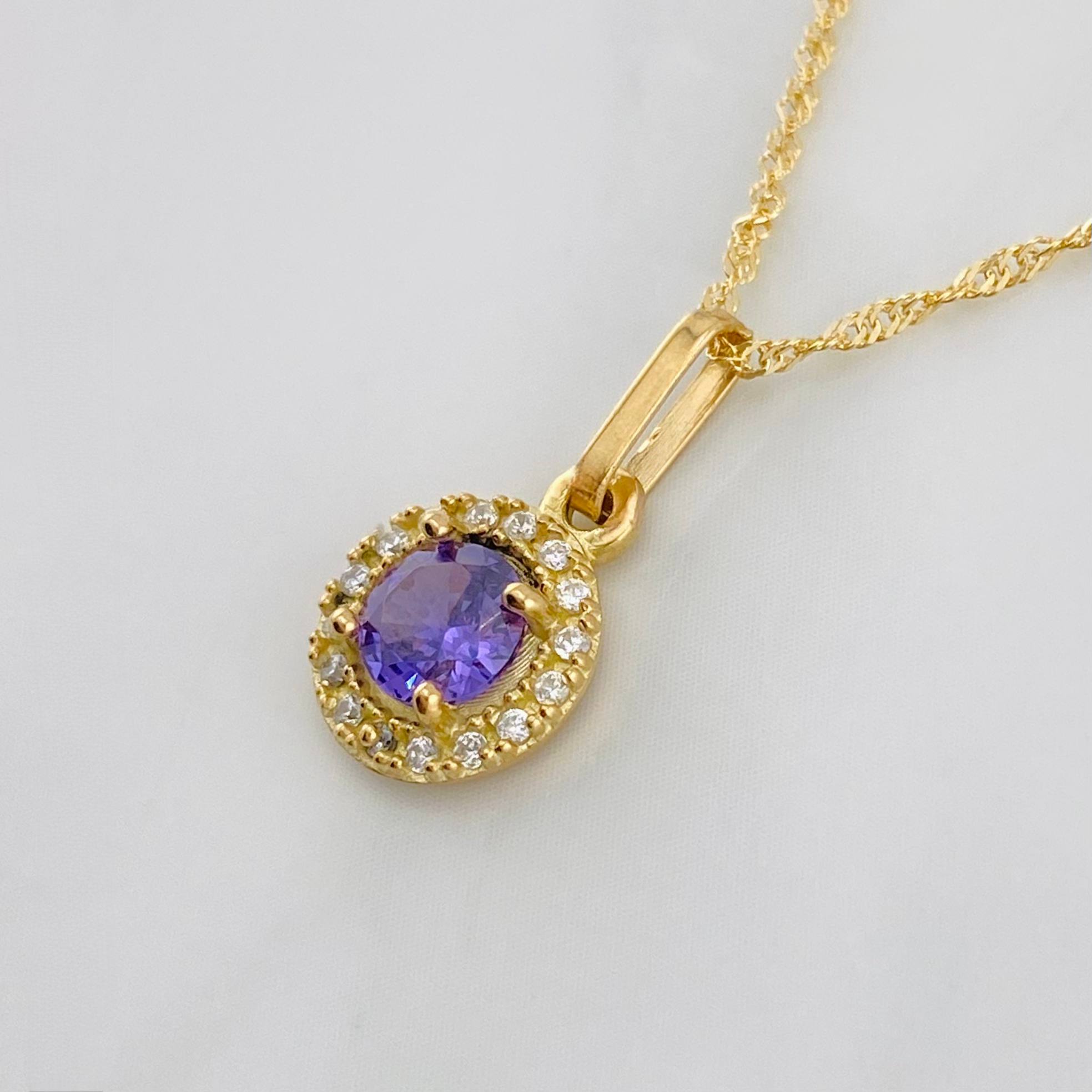 Set Cadena Singapur + Dije Halo / 2.35g / 17 1/4 in Oro Amarillo 18K