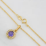 Set Cadena Singapur + Dije Halo / 2.35g / 17 1/4 in Oro Amarillo 18K