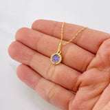 Set Cadena Singapur + Dije Halo / 2.35g / 17 1/4 in Oro Amarillo 18K