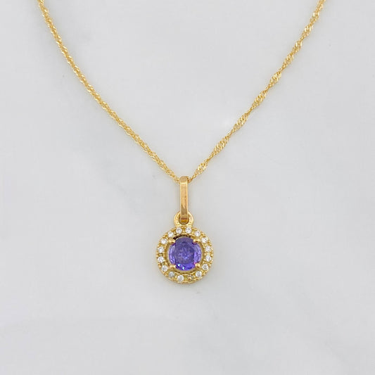 Set Cadena Singapur + Dije Halo / 2.35g / 18 in Oro Amarillo 18K