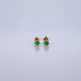 Topos Cuatro Garras 0.8gr / Esmeralda 14 Pts Oro Amarillo 18K (Joya) &