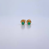 Topos Cuatro Garras 0.75gr / Esmeralda 12 Pts Oro Amarillo 18K (Joya) &