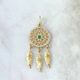 Pendant Dreamcatcher 2.65gr / 3.8cm / White Zircons Green Yellow Gold 18K