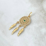 Pendant Dreamcatcher 2.65gr / 3.8cm / White Zircons Green Yellow Gold 18K