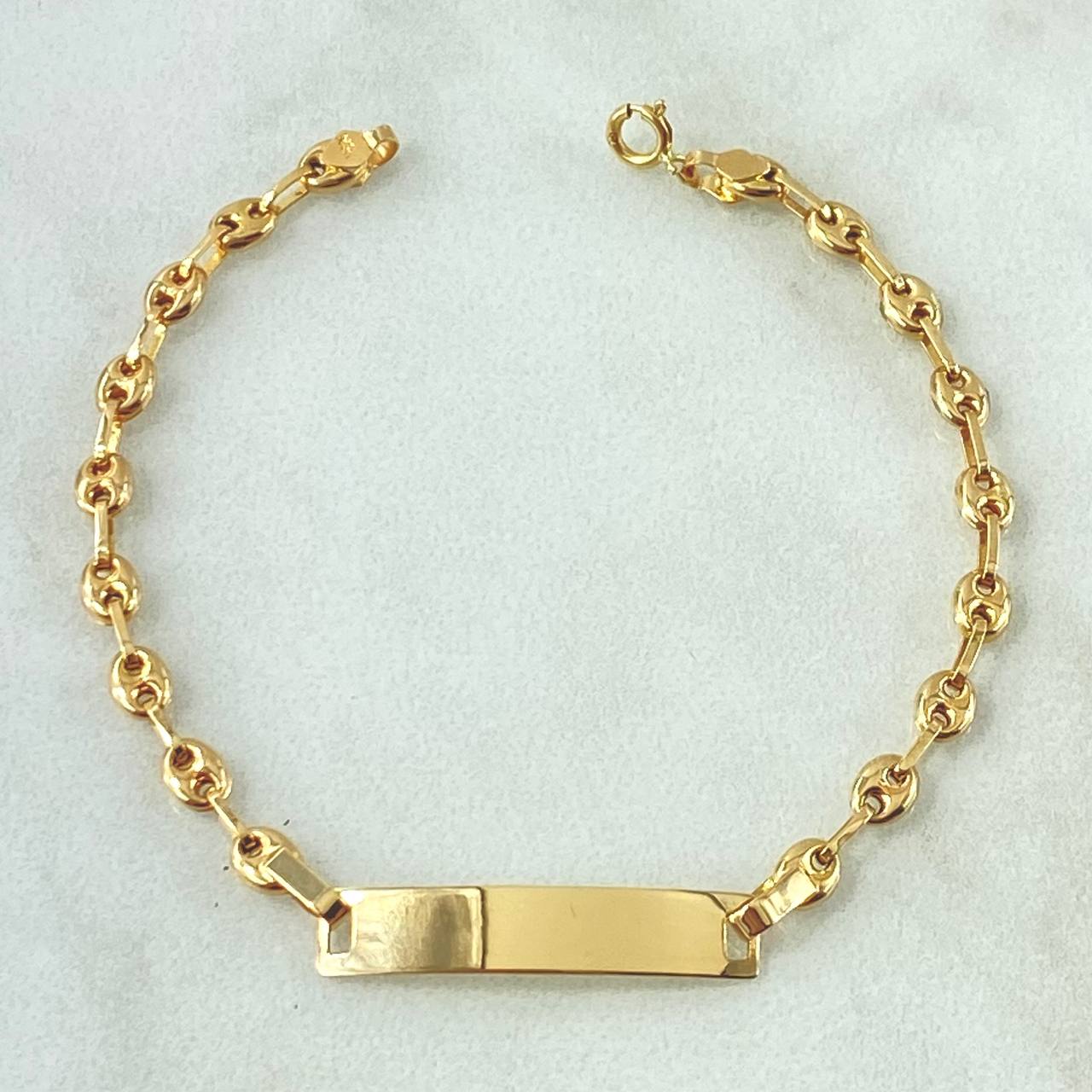 Bracelet Baby GC Rectangular Plate 2.05gr / 14cm-3.3mm Smooth 18K Yellow Gold