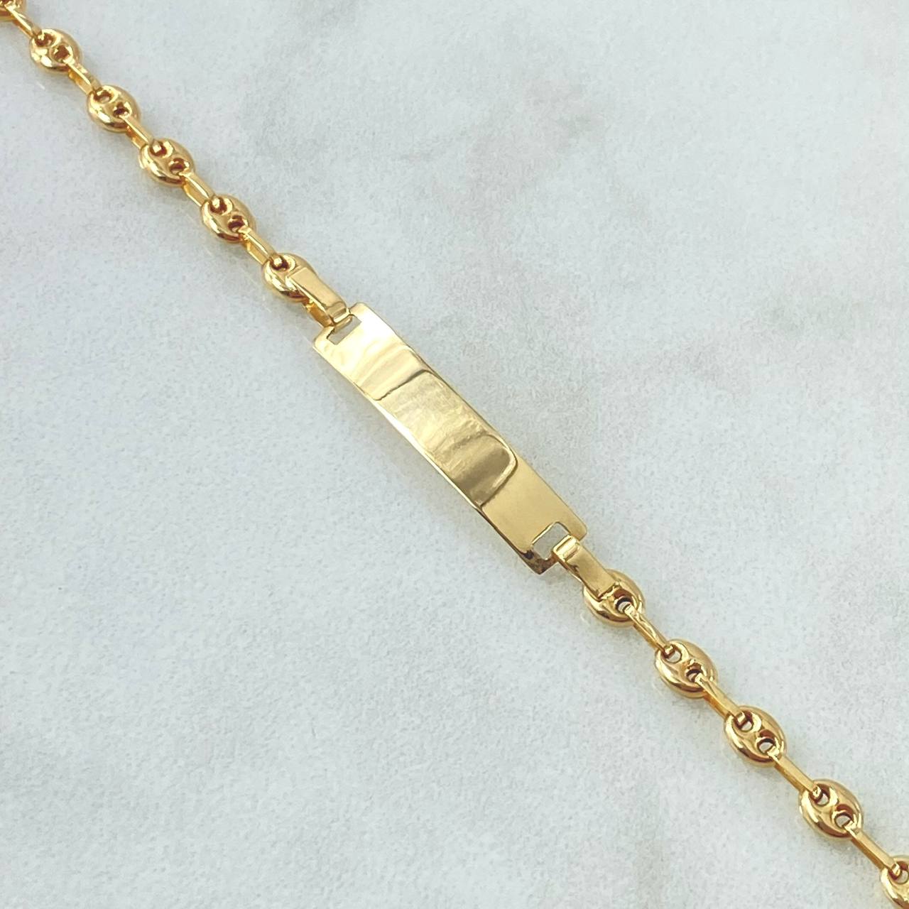 Bracelet Baby GC Rectangular Plate 2.05gr / 14cm-3.3mm Smooth 18K Yellow Gold