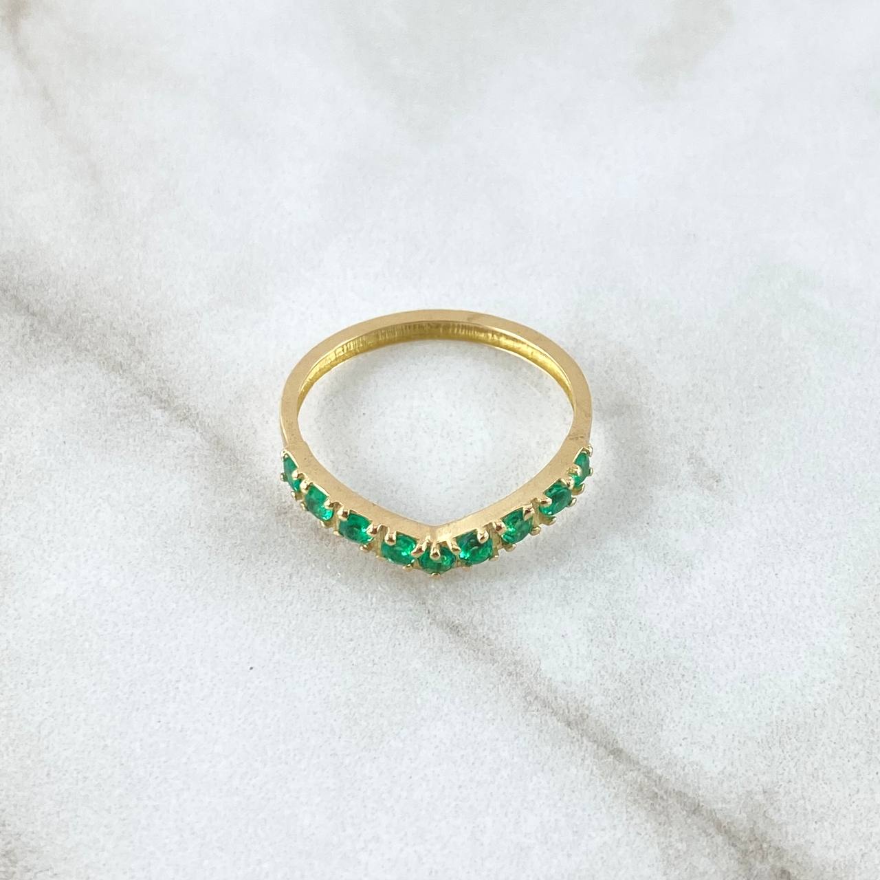Tiara V Ring 2.05gr / Size 8 / Emeralds 36pts 18K Yellow Gold (Jewel) *