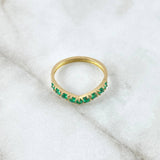 Tiara V Ring 2.05gr / Size 8 / Emeralds 36pts 18K Yellow Gold (Jewel) *