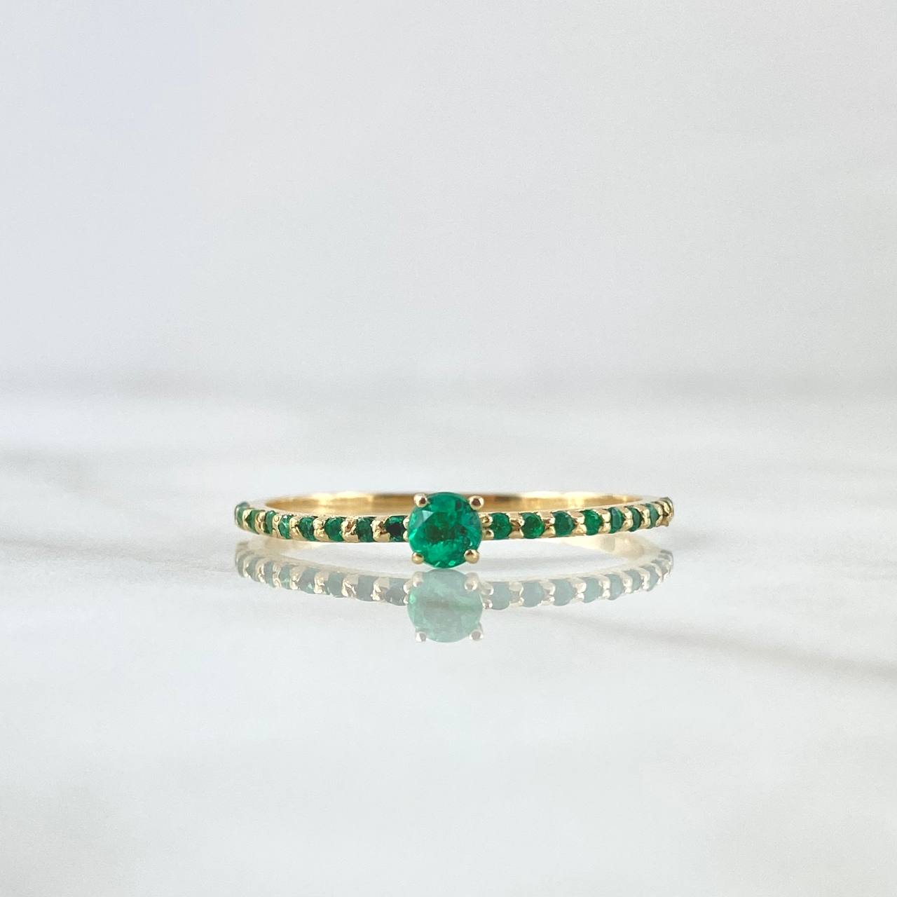 Solitaire Ring Dense Line 1.5gr / Size 10 / Emeralds 35pts 18K Yellow Gold (Jewelry) ©