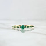 Solitaire Ring Dense Line 1.5gr / Size 10 / Emeralds 35pts 18K Yellow Gold (Jewelry) ©