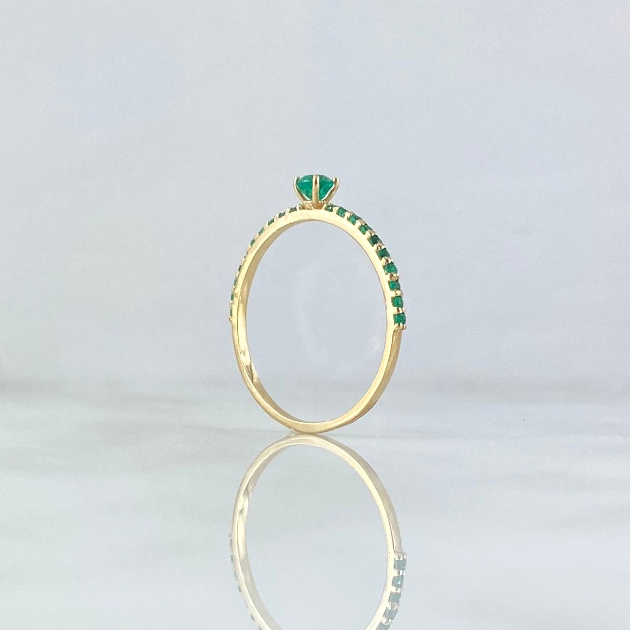 Solitaire Ring Dense Line 1.5gr / Size 10 / Emeralds 35pts 18K Yellow Gold (Jewelry) ©