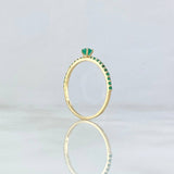 Solitaire Ring Dense Line 1.5gr / Size 10 / Emeralds 35pts 18K Yellow Gold (Jewelry) ©