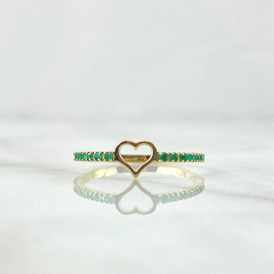 Heart Silhouette Ring 1.3gr / Size 7 3/4 / Emeralds 16pts 18K Yellow Gold (Jewel) ©