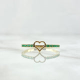 Heart Silhouette Ring 1.3gr / Size 7 3/4 / Emeralds 16pts 18K Yellow Gold (Jewel) ©