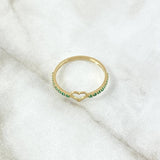 Heart Silhouette Ring 1.3gr / Size 7 3/4 / Emeralds 16pts 18K Yellow Gold (Jewel) ©