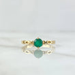Solitaire Ring Four Claws In Wave 2.1gr / Size 7 3/4 / Emeralds 34pts 18K Yellow Gold (Jewelry) ©