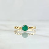 Solitaire Ring Four Claws In Wave 2.1gr / Size 7 3/4 / Emeralds 34pts 18K Yellow Gold (Jewelry) ©