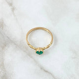 Solitaire Ring Four Claws In Wave 2.1gr / Size 7 3/4 / Emeralds 34pts 18K Yellow Gold (Jewelry) ©