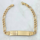 Bracelet Figaro Bracelet Octagonal Rectangular Plate 9.6gr / 20.5cm / 5.3mm 18K Yellow Gold