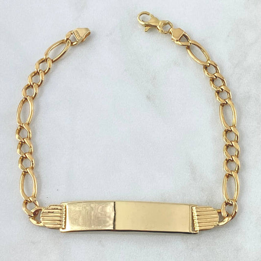 Figaro Bracelet Octagonal Rectangular Plate 10.65gr / 22cm / 5.3mm Smooth 18K Yellow Gold