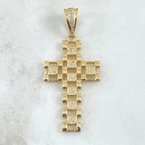 Dije Cruz Correa Enmallada 7.5gr / 5.5cm / Circones Blancos Oro Amarillo 18K