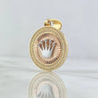 Dije Medalla Corona 7.05gr / 4cm / Circones Blancos Tres Oros  18K ©