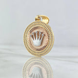 Dije Medalla Corona 7.05gr / 4cm / Circones Blancos Tres Oros  18K ©