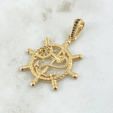 Dije Timon Ancla 6.45gr / 5cm / Circones Negros Oro Amarillo 18K