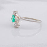 Anillo Abrazo Rombico Esmeralda 33pts 1.4g / T6 1/4 Plata 925