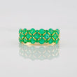 Ring Three Rows Emeralds 1.36pts 4.35g / T7 1/4 Yellow Gold 18K