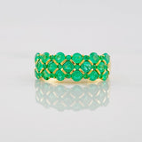 Ring Three Rows Emeralds 1.36pts 4.35g / T7 1/4 Yellow Gold 18K