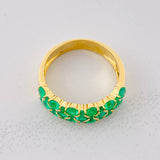 Ring Three Rows Emeralds 1.36pts 4.35g / T7 1/4 Yellow Gold 18K