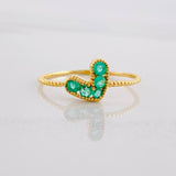 Heart Ring Emeralds 14pts 1.05g / T6 3/4 Yellow Gold 18K