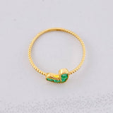 Heart Ring Emeralds 14pts 1.05g / T6 3/4 Yellow Gold 18K