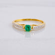 Solitaire Ring Channel Emerald 14pts Diamonds 10pts 1.2g / T6 1/4 Yellow Gold 18K