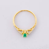 Solitaire Ring Channel Emerald 14pts Diamonds 10pts 1.2g / T6 1/4 Yellow Gold 18K