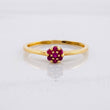 Floral Solitaire Ruby Ring 12pts 1.25g / T6 18K Yellow Gold