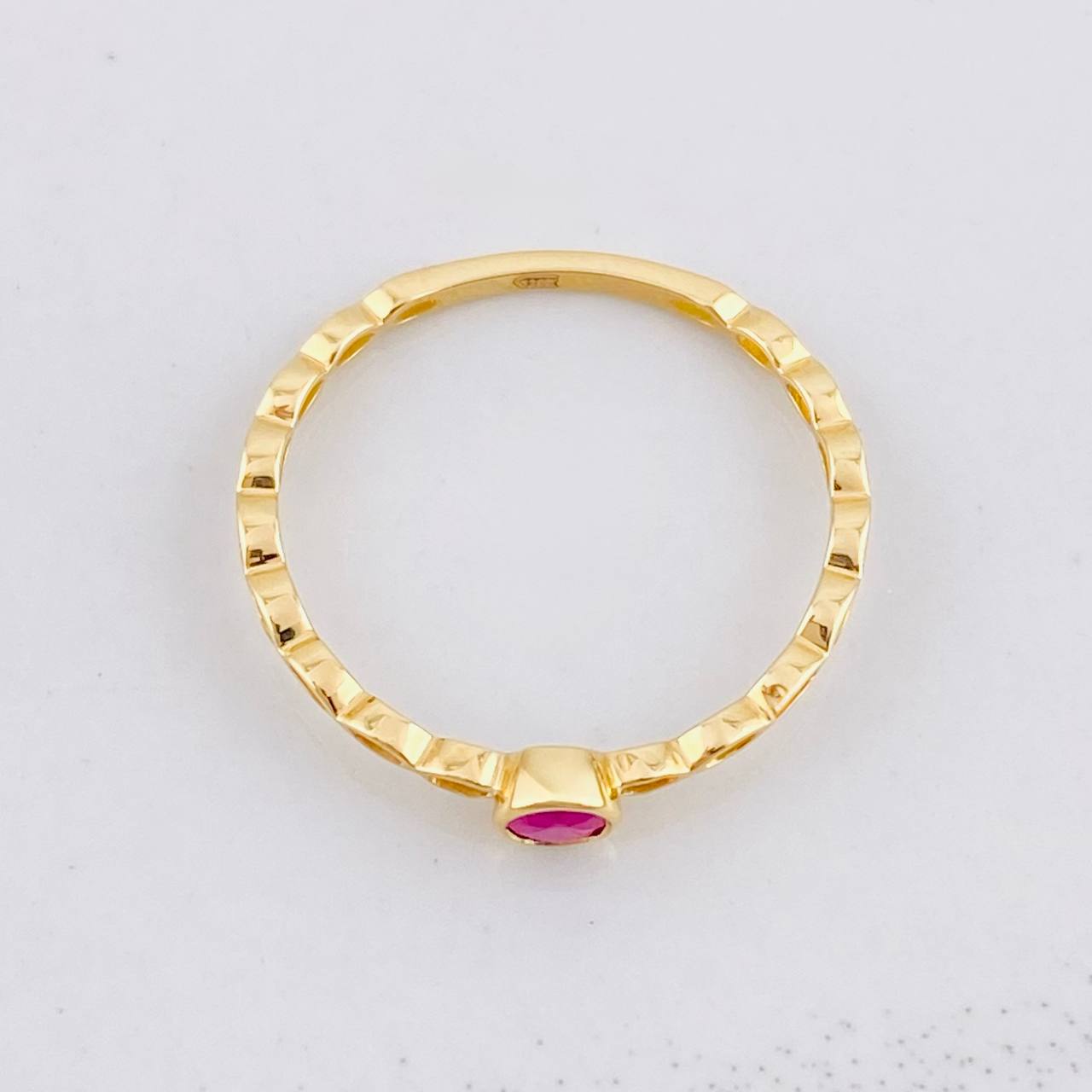Solitaire Ring Churumbela Ruby 18pts 0.9g / T6 3/4 Yellow Gold 18K