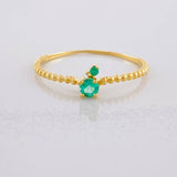 Solitaire Ring Bubbly Channel Emerald 19pts 0.85g / T6 1/2 Yellow Gold 18K