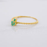Solitaire Ring Bubbly Channel Emerald 19pts 0.85g / T6 1/2 Yellow Gold 18K
