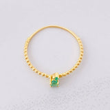 Solitaire Ring Bubbly Channel Emerald 19pts 0.85g / T6 1/2 Yellow Gold 18K