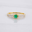 Ring Solitaire Imperial Emerald 18pts Diamonds 11pts 1.85g / T6 1/4 Yellow Gold 18K