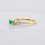 Ring Solitaire Imperial Emerald 18pts Diamonds 11pts 1.85g / T6 1/4 Yellow Gold 18K