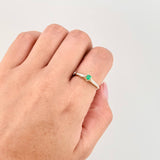 Ring Solitaire Imperial Emerald 18pts Diamonds 11pts 1.85g / T6 1/4 Yellow Gold 18K