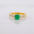 Solitaire Ring Bridge Emerald 43pts Diamonds 14pts 2.3g / T7 Yellow Gold 18K